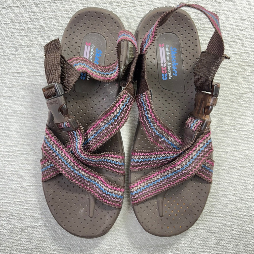 Skechers Outdoor Lifestyle Sandals Womens 8 Brown Multi Strappy Buckle 163302